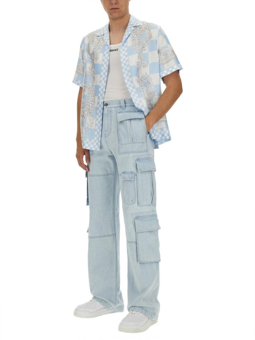 Light Blue Relaxed Cargo Jeans 2