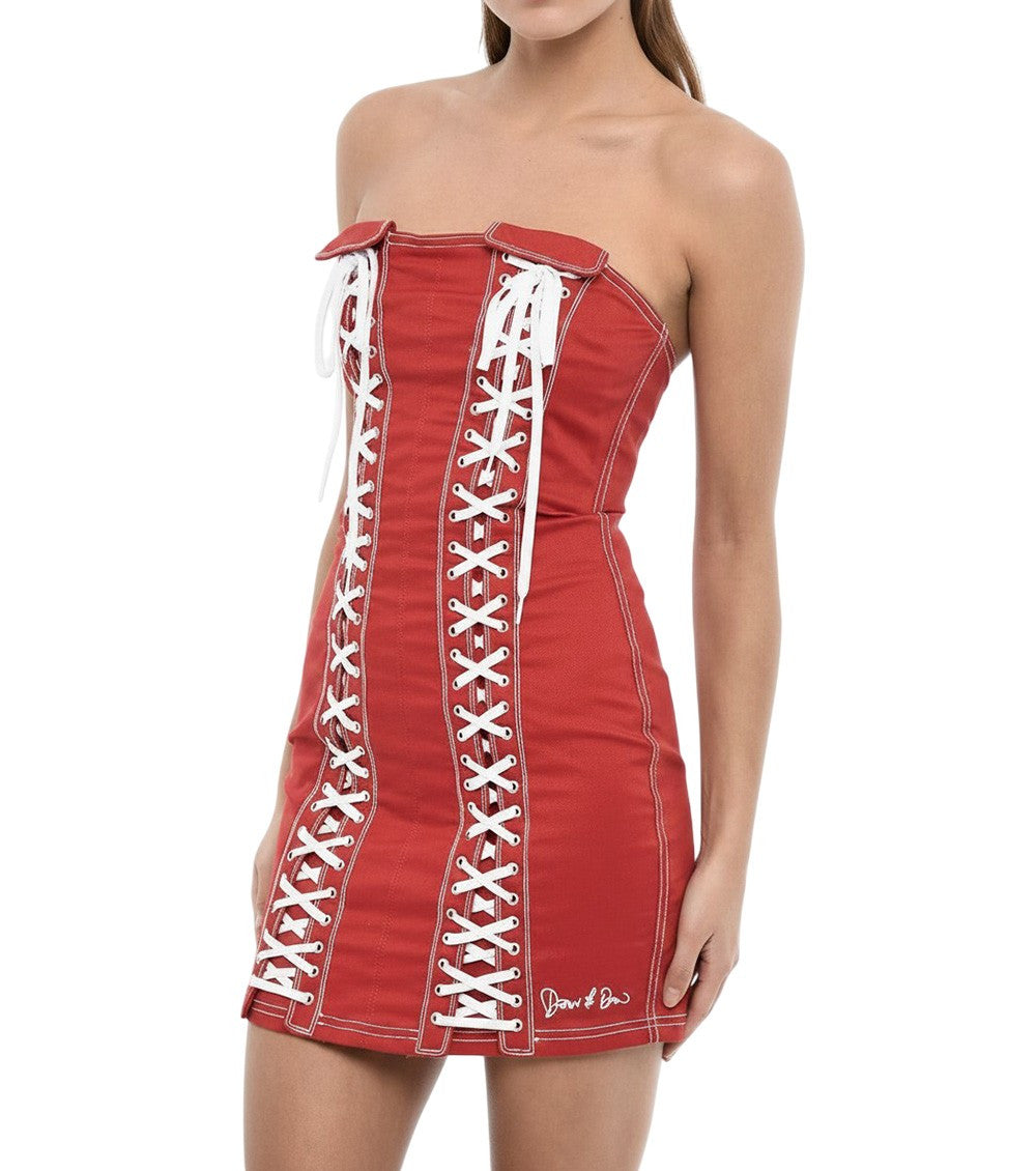 Red Embellished Strapless Mini Dress 2
