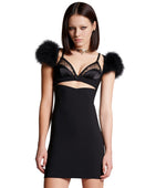 Black Embellished V Neck Mini Dress 1