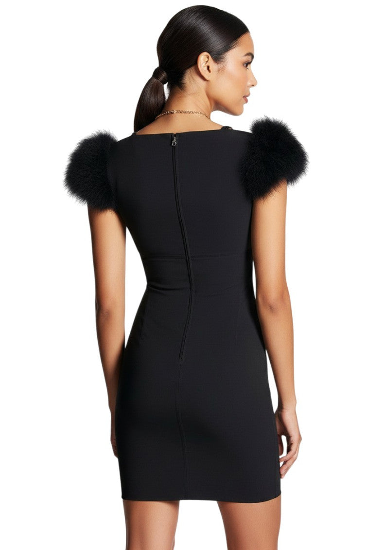 Black Embellished V Neck Mini Dress 2
