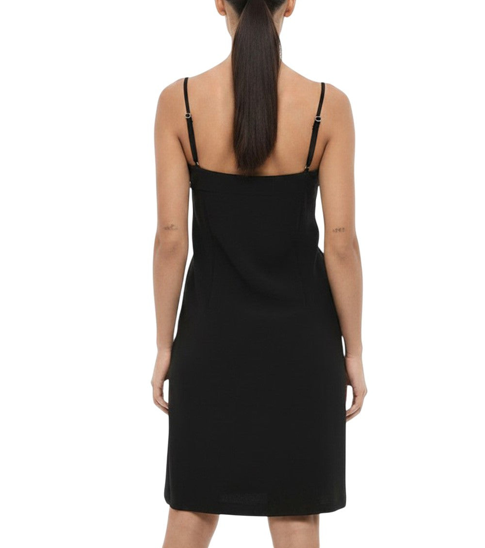 Black V Neck Knee Length Dress 2