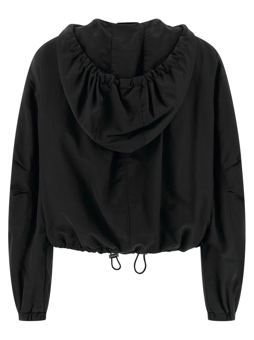 Black Hooded Bomber Jacket 2