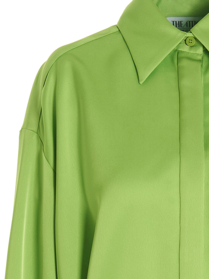 Green Solid Shirt Mini Dress 3