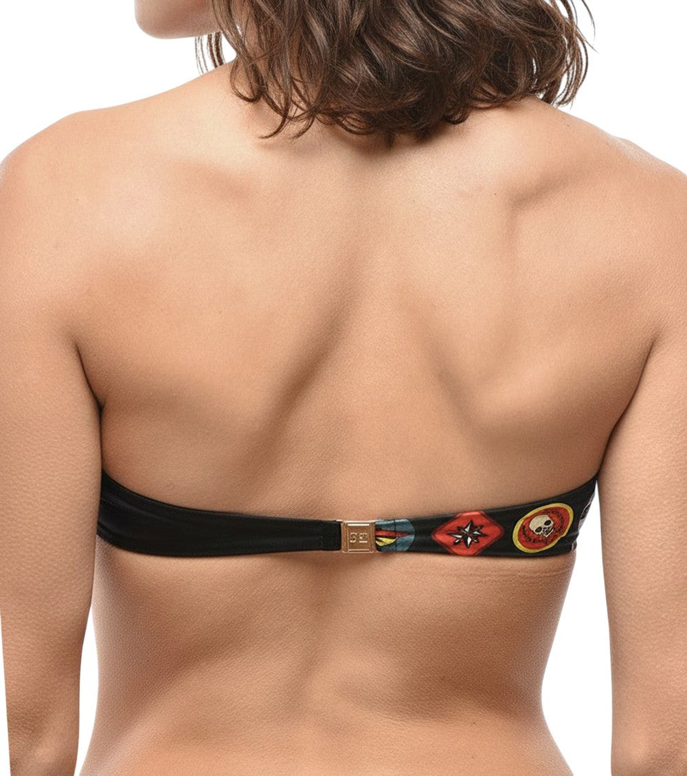 Black Printed Bikini Top Swimwear 3