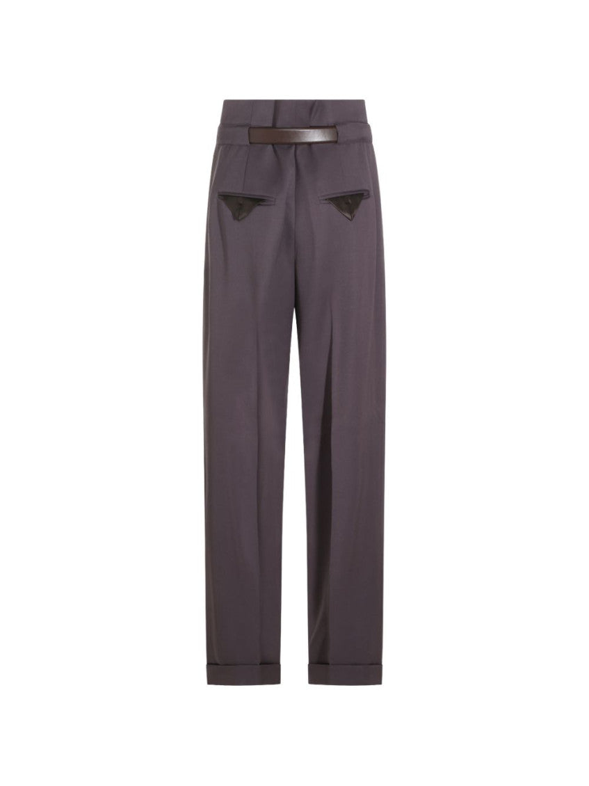 Purple Tailored Pleated Pants 5