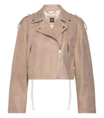 Beige Solid Notched Lapel Jacket 1