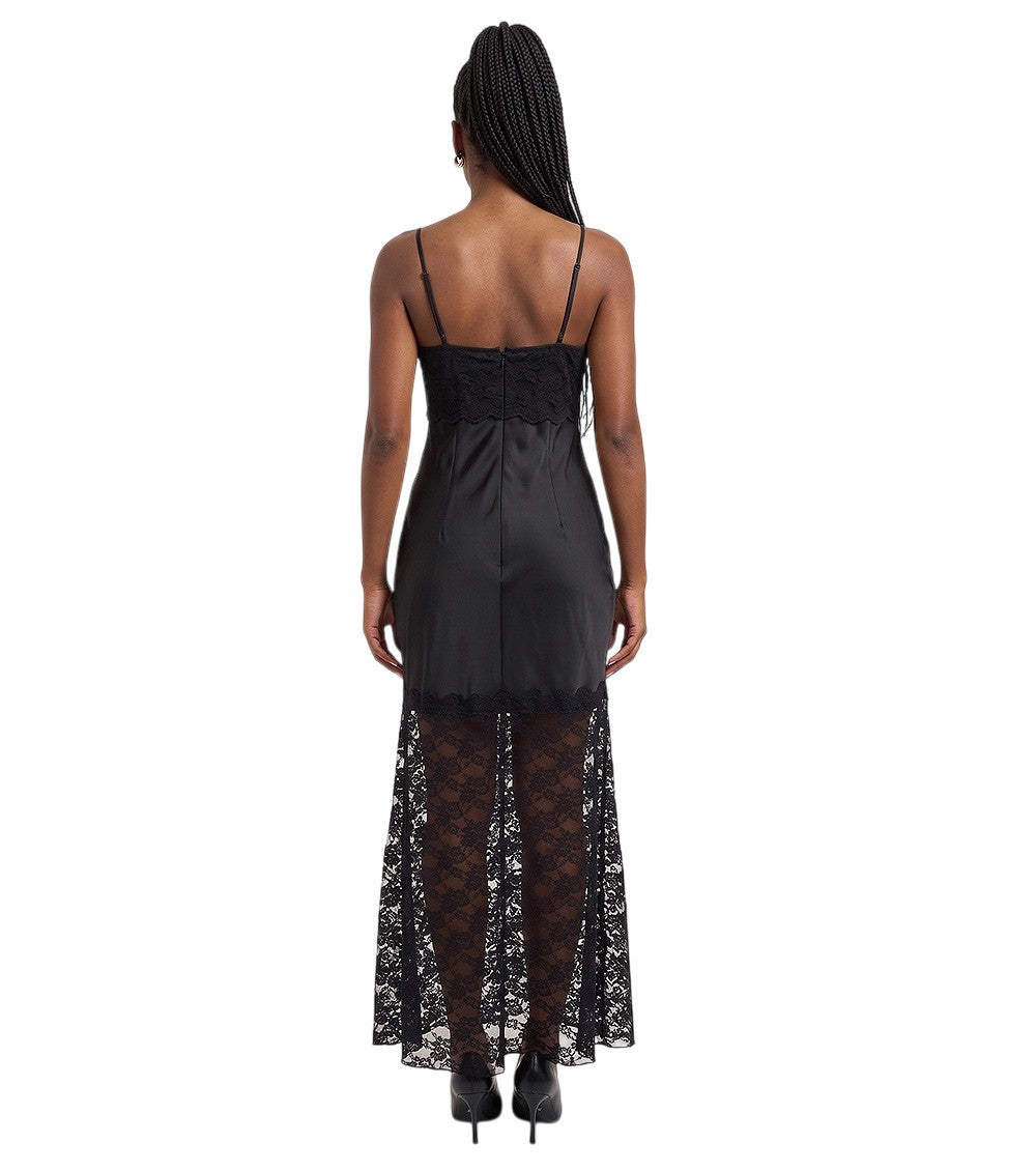 Black Lace V Neck Maxi Dress 2