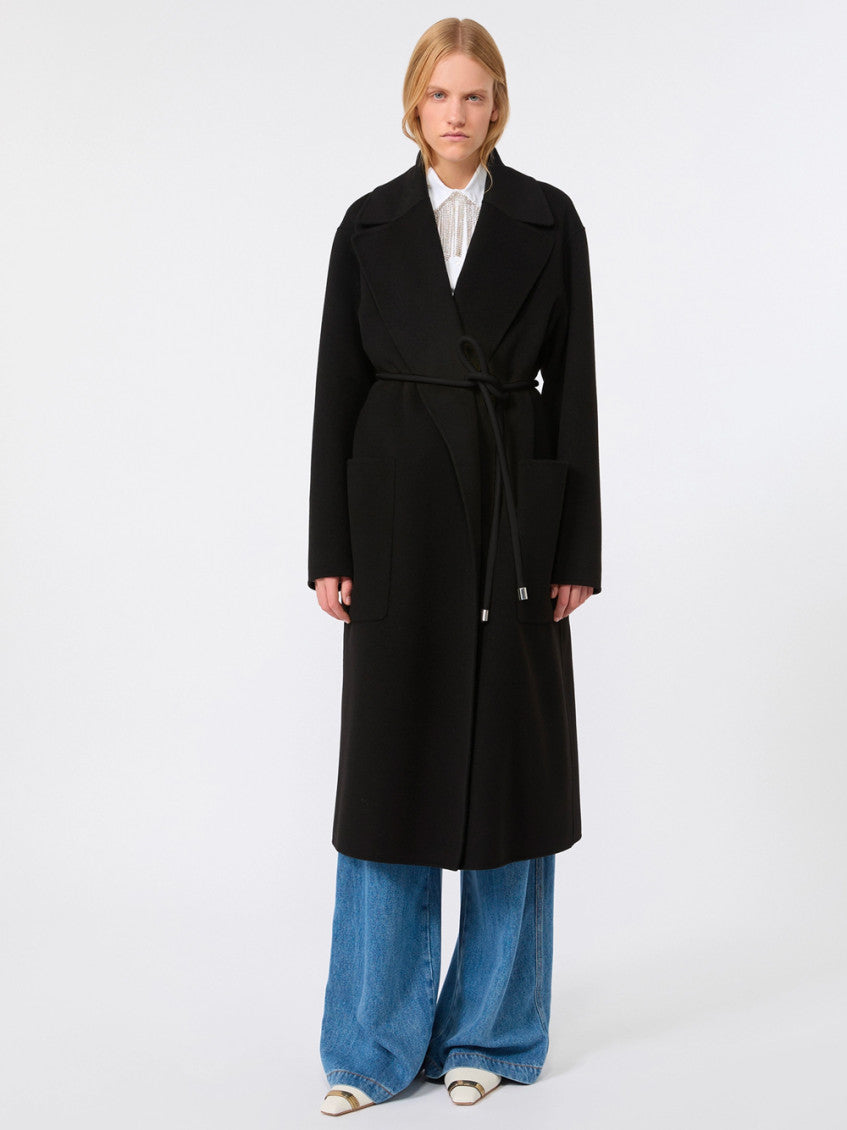 Black Notched Lapel Trench Coat 2