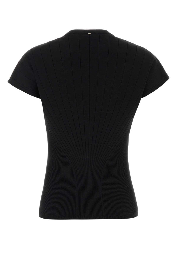 Black Knitted Crew Neck Top 2