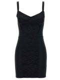Black Textured Sweetheart Neck Dress 1