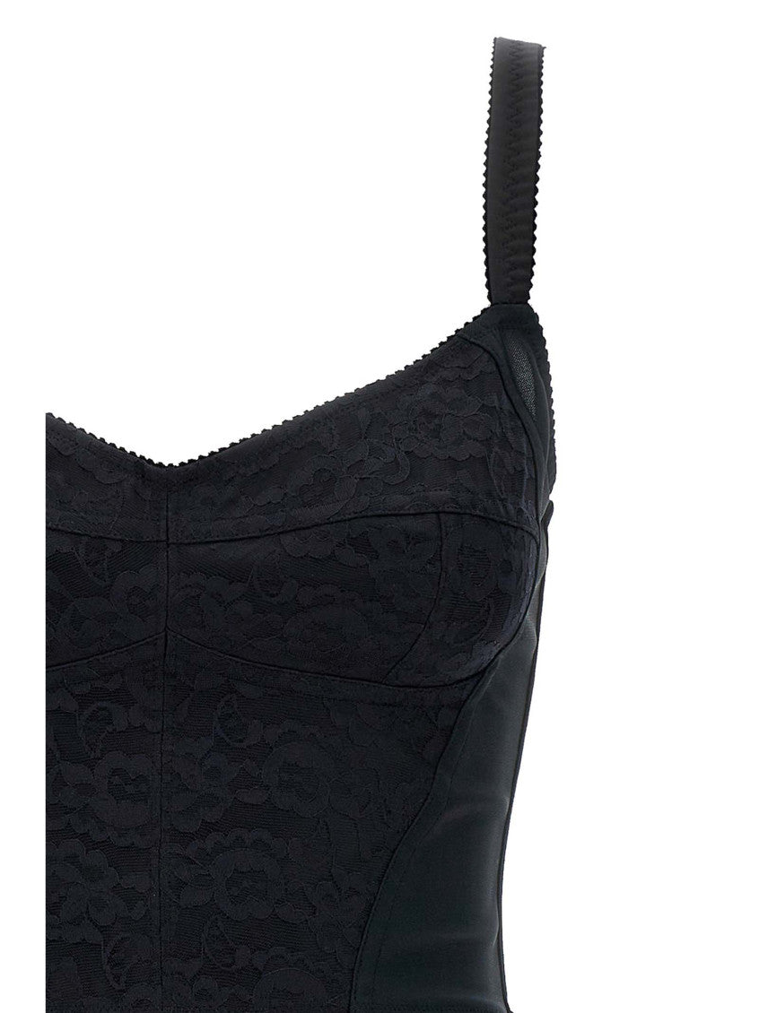 Black Textured Sweetheart Neck Dress 5