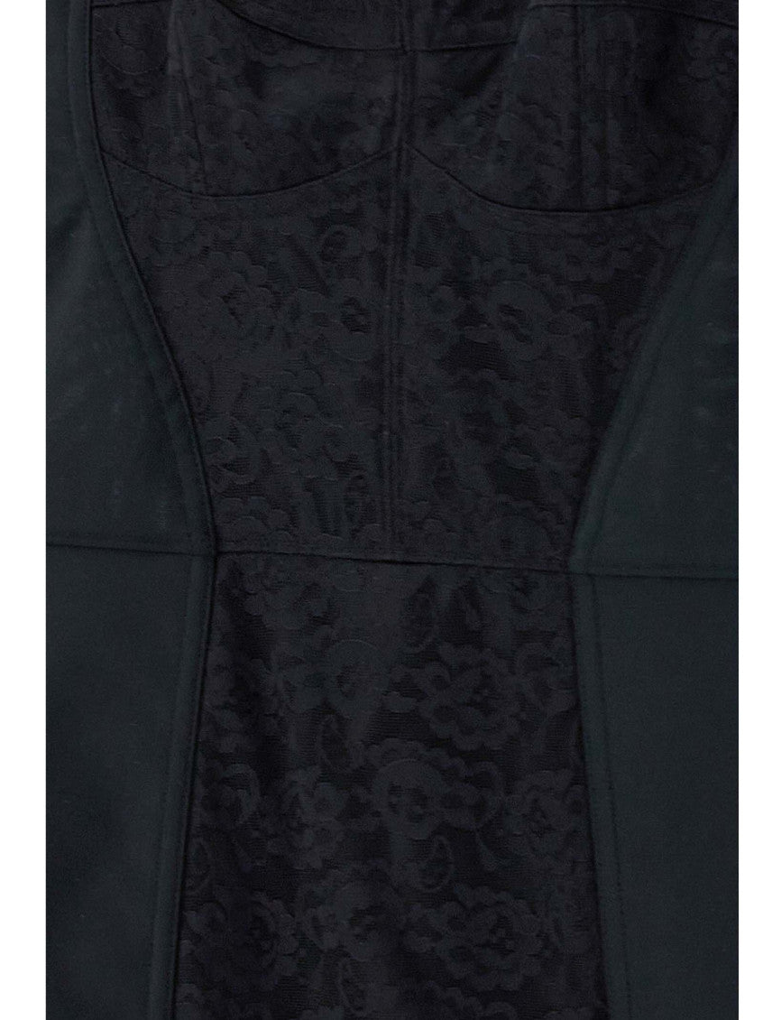 Black Textured Sweetheart Neck Dress 6