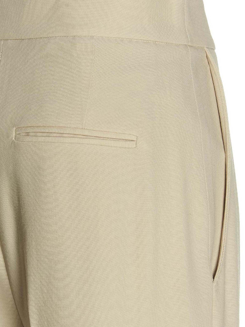 Beige Loose Flat Front Pant 4