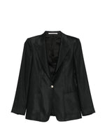 Black Solid Peaked Lapel Blazer 1
