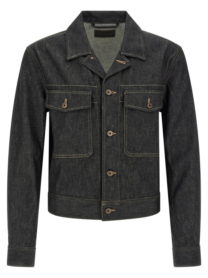 Blue Solid Shirt Collar Jacket 1