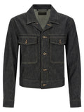 Blue Solid Shirt Collar Jacket 1