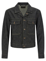 Blue Solid Shirt Collar Jacket 1