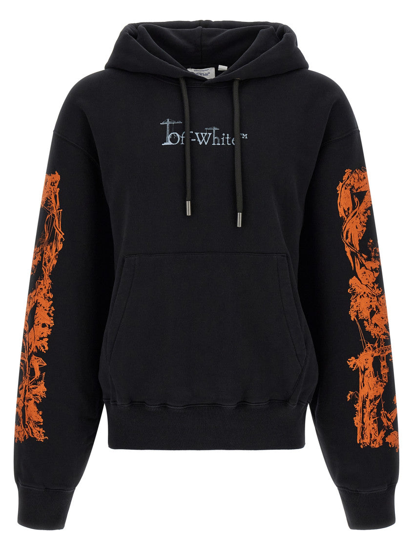 Black Printed Hood Sweatshirt 1