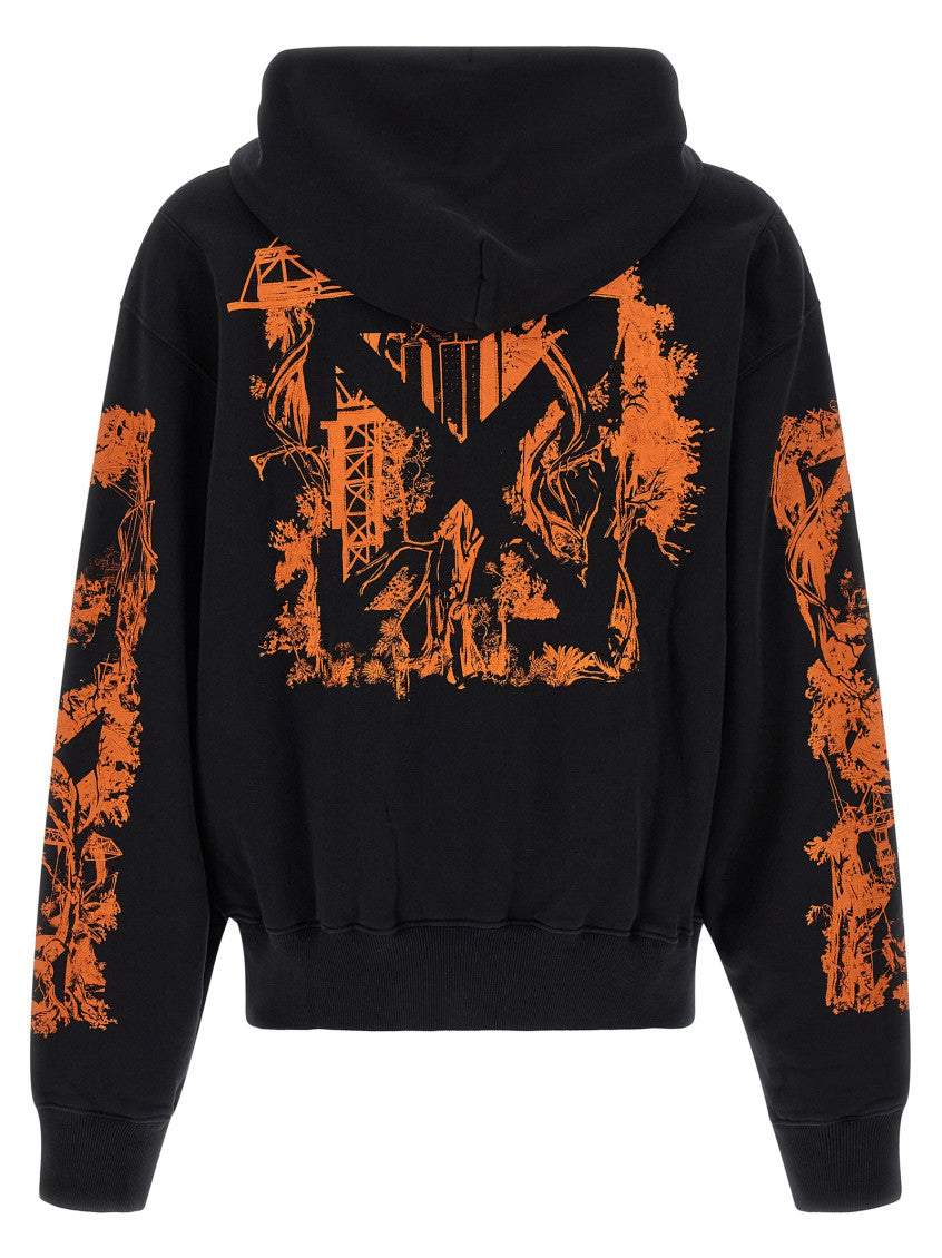Black Printed Hood Sweatshirt 2