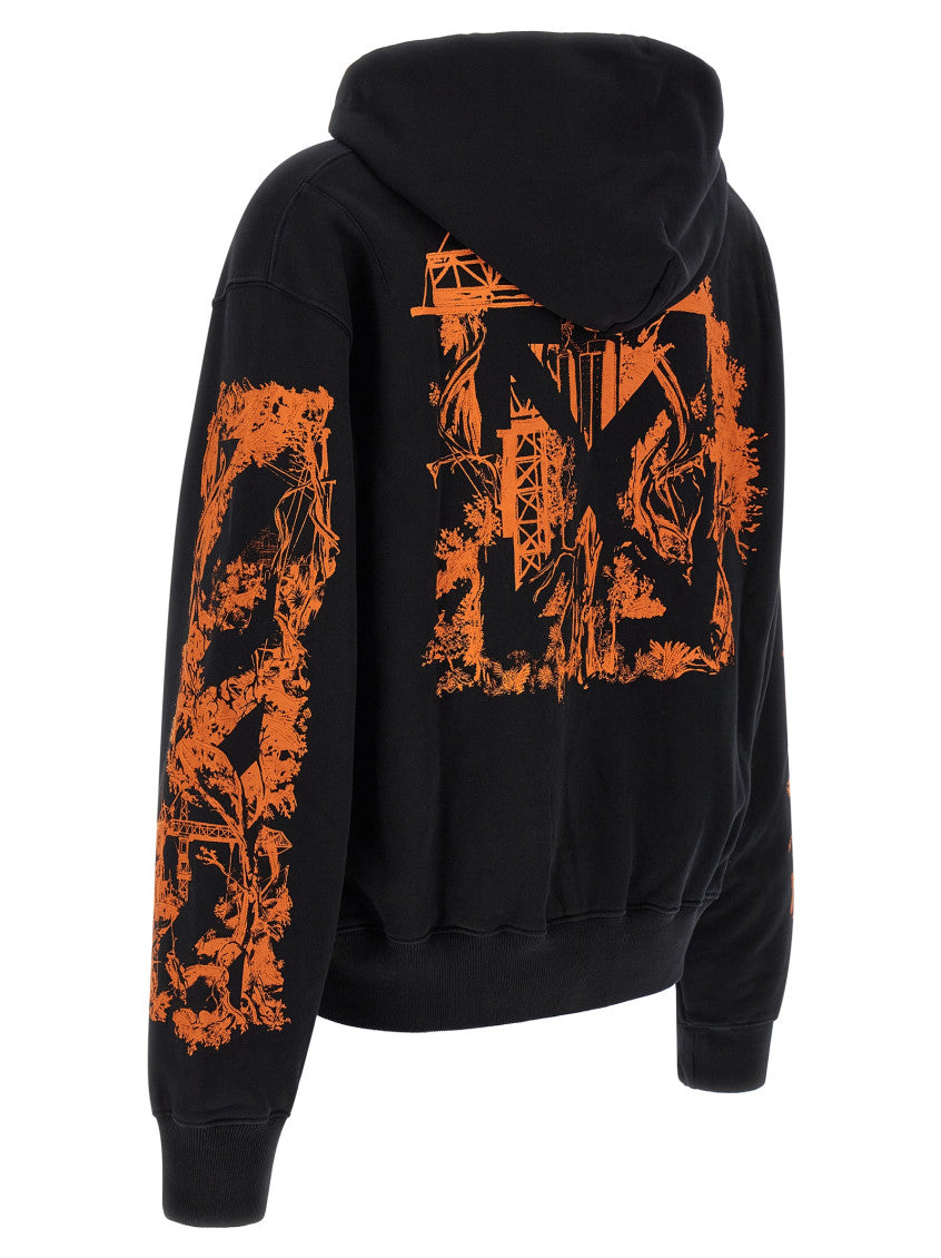 Black Printed Hood Sweatshirt 3