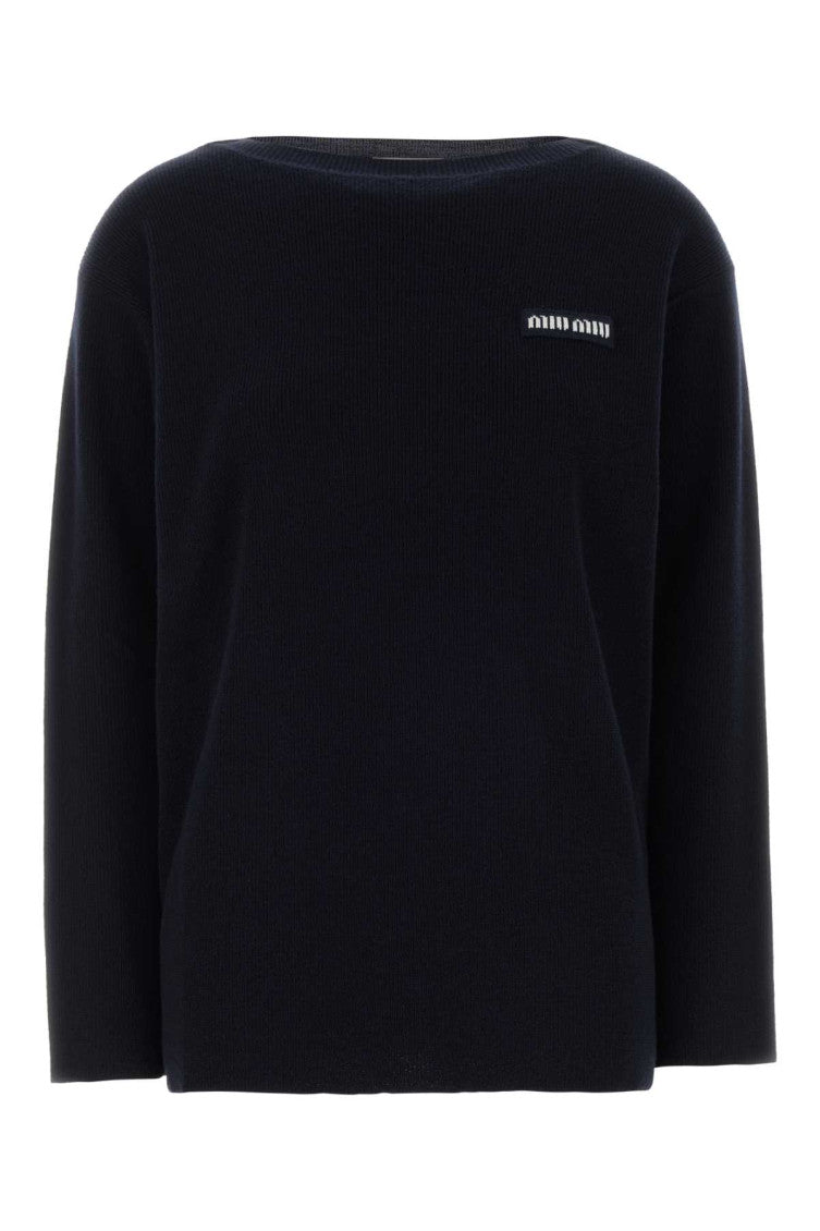Blue Logo Boat Neck Sweater 1