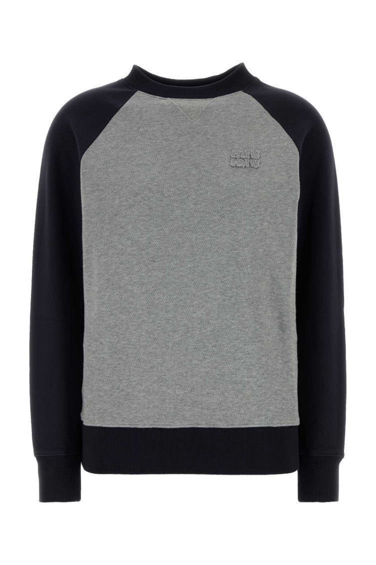 Grey Color Block Crew Neck Sweater 1