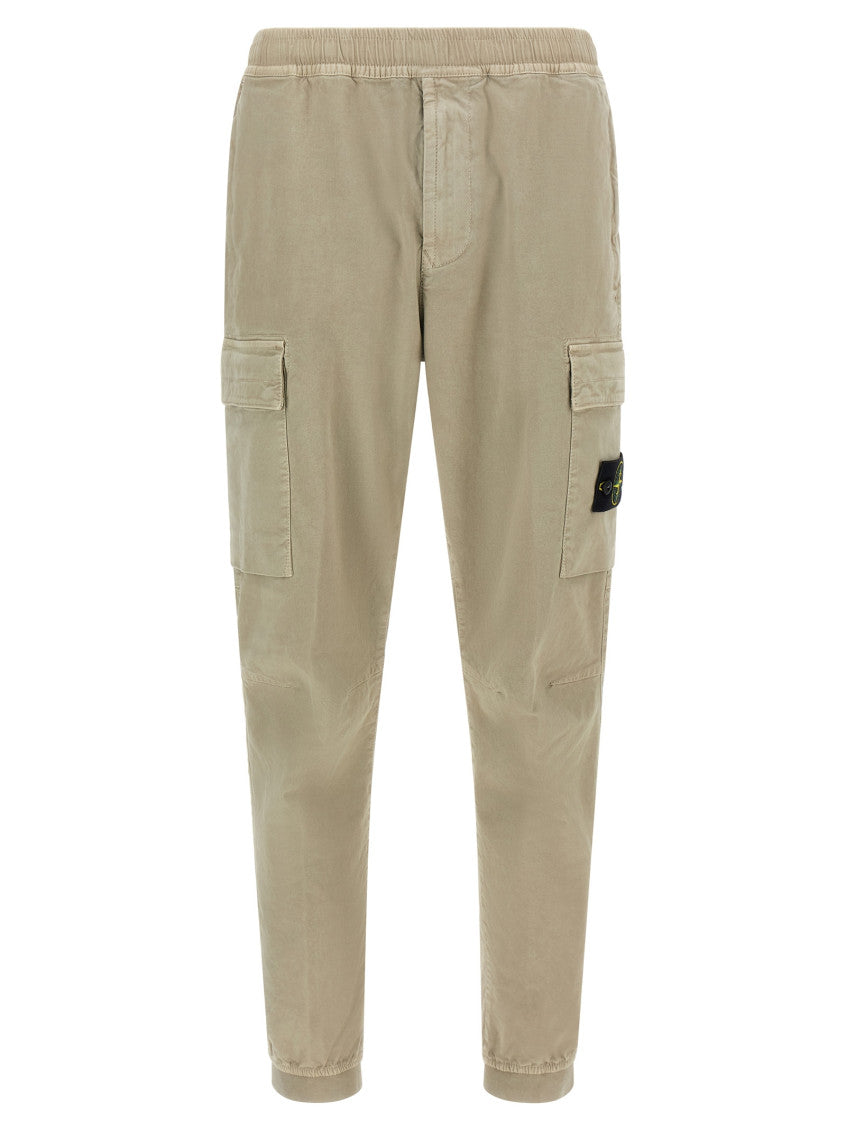 Beige Tapered Logo Pants 1