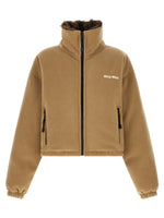 Light Brown Logo Mock Collar Jacket 1