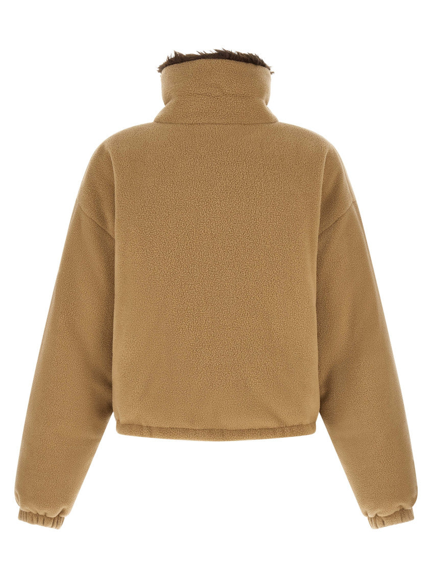 Light Brown Logo Mock Collar Jacket 2