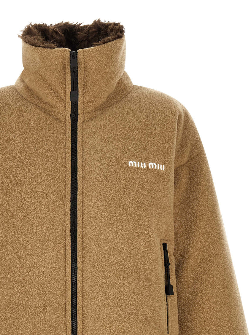 Light Brown Logo Mock Collar Jacket 3