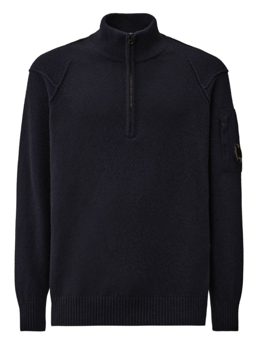 Navy Blue Wool half-zip sweater 1