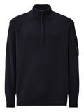 Navy Blue Wool half-zip sweater 1