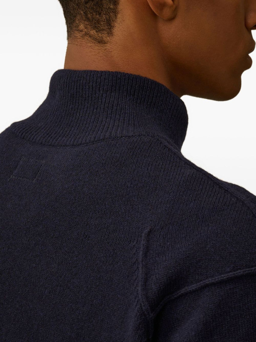Navy Blue Wool half-zip sweater 2