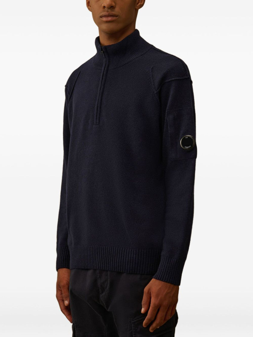 Navy Blue Wool half-zip sweater 3