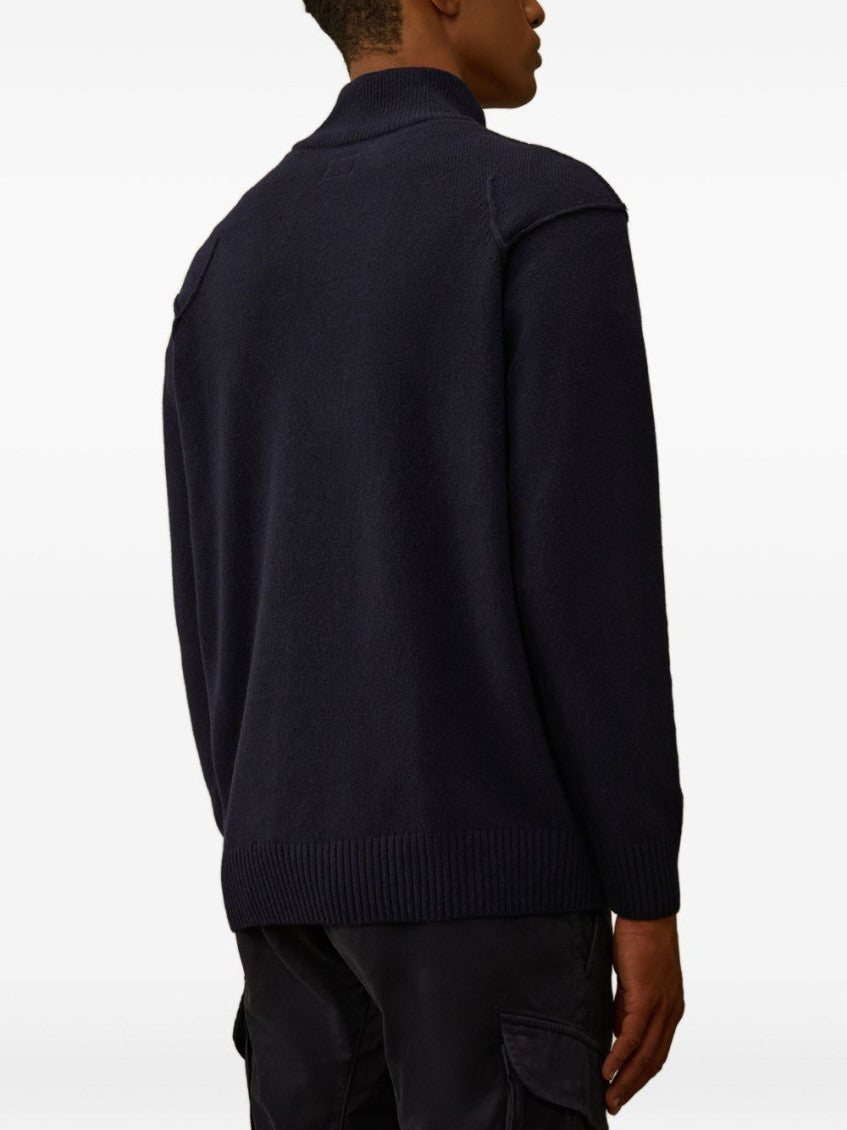Navy Blue Wool half-zip sweater 5