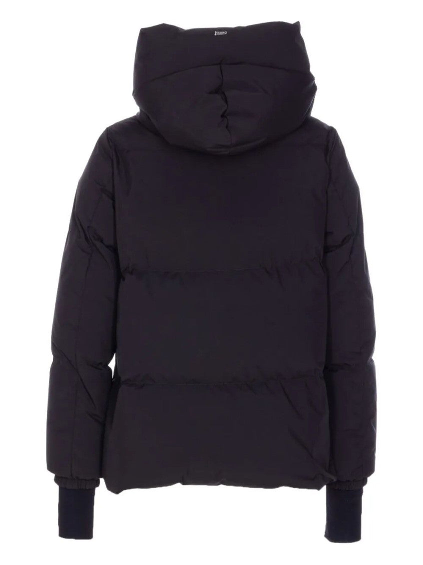 Black 2Layers Hooded Short Jacket 2
