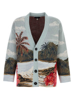 Light Blue Embroidered Wool Blend Cardigan 1