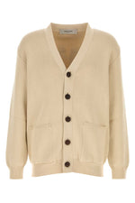 Beige stretch cotton blend cardigan  1