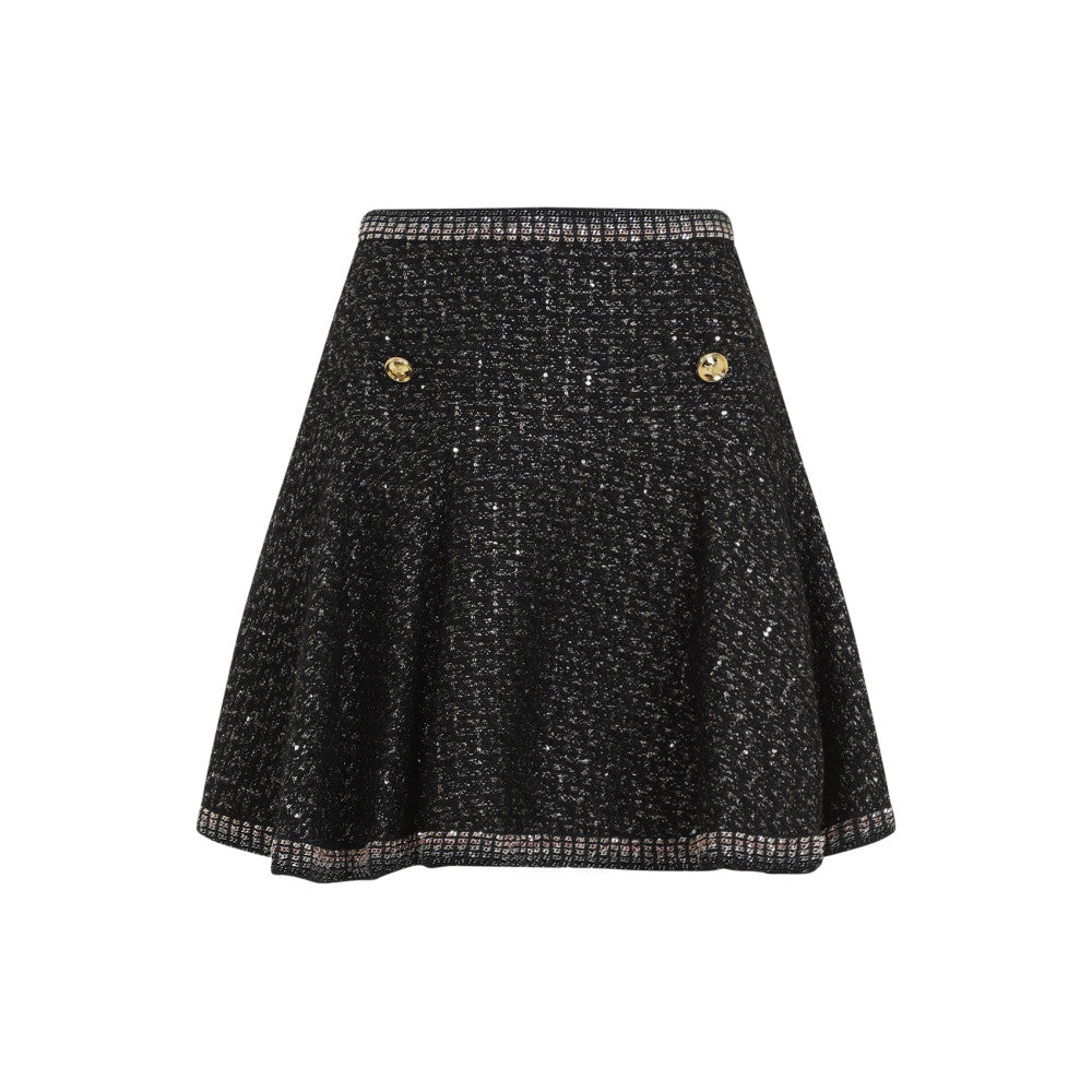 Black Cotton Boucle Mini Skirt 1