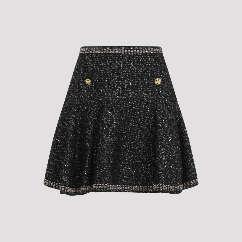 Black Cotton Boucle Mini Skirt 3