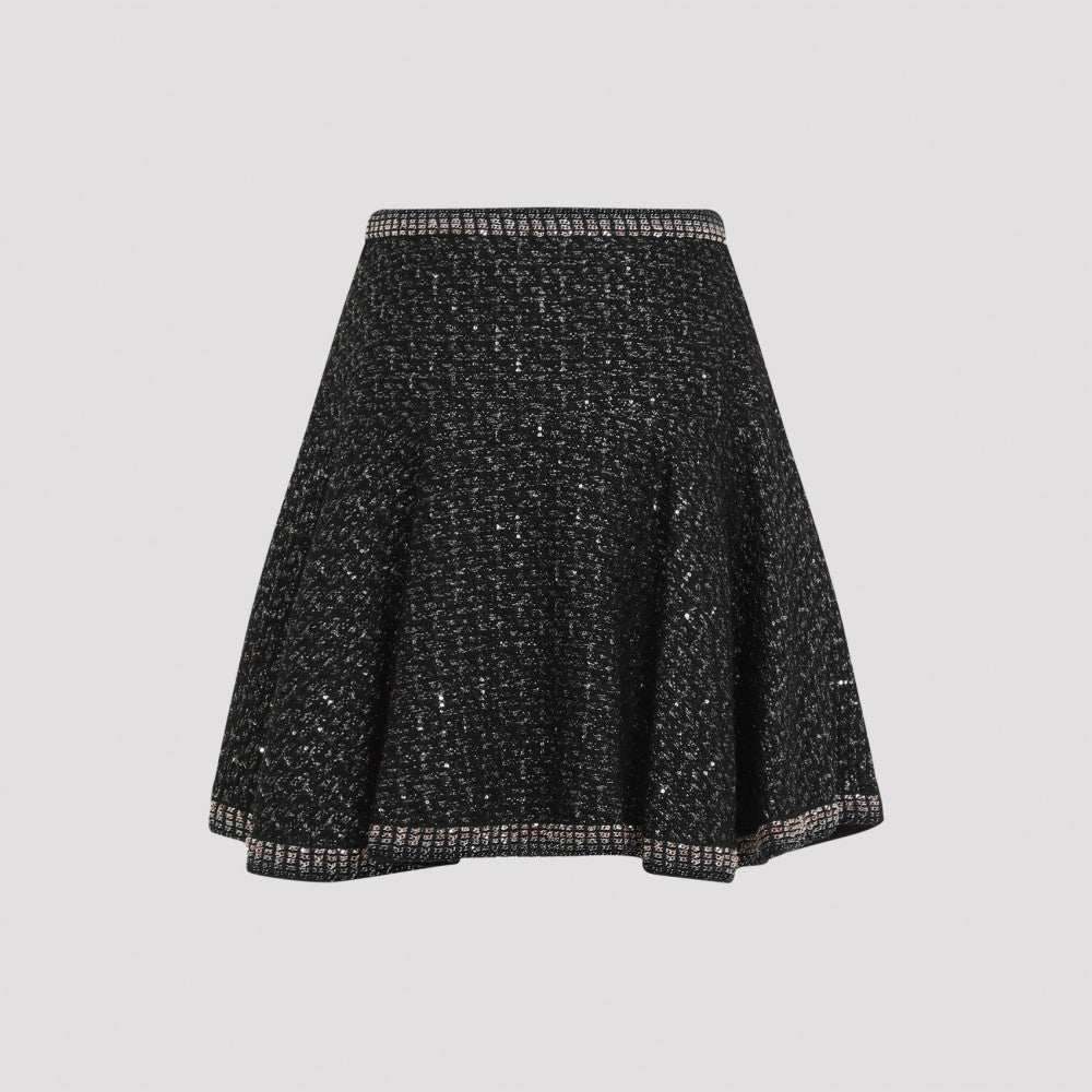 Black Cotton Boucle Mini Skirt 4