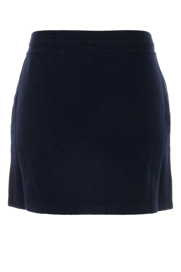 Midnight blue stretch cotton blend Amaline mini skirt 2