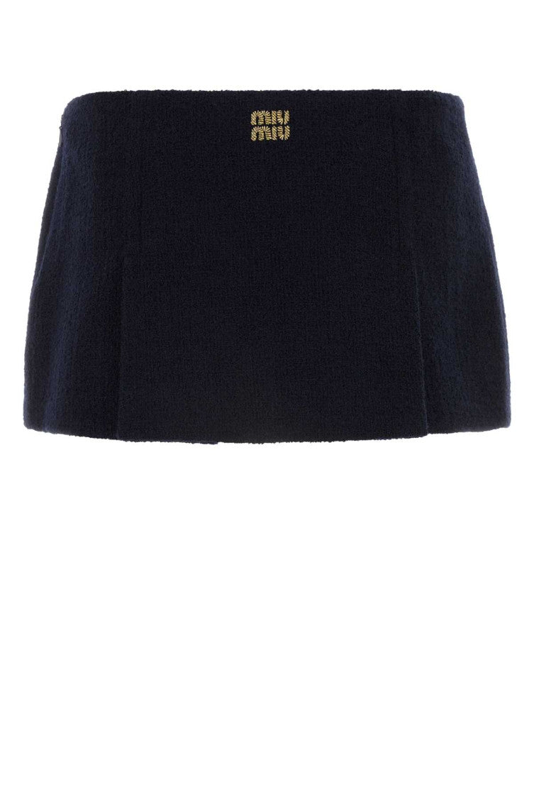 Midnight blue wool blend mini skirt 2