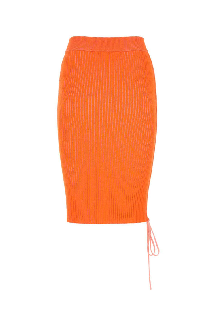 Orange viscose blend skirt 2