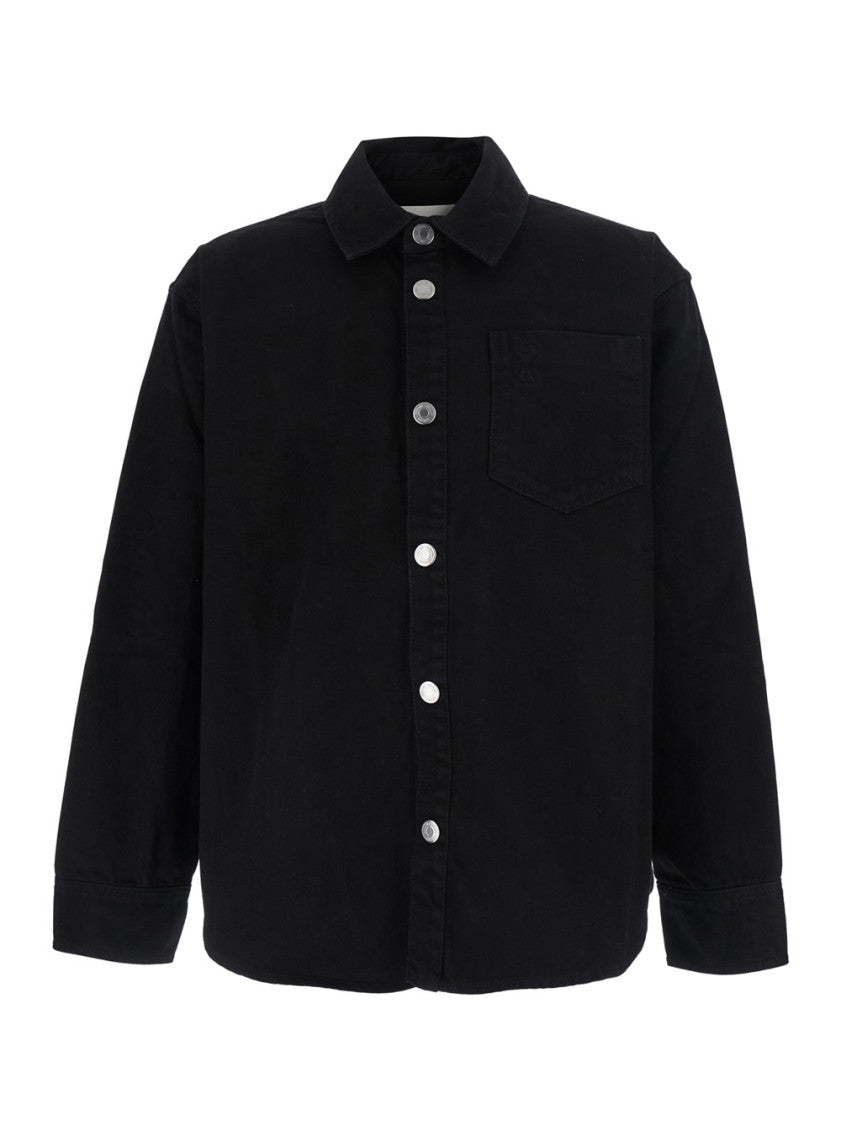 Black Regular Logo Overshirt 1