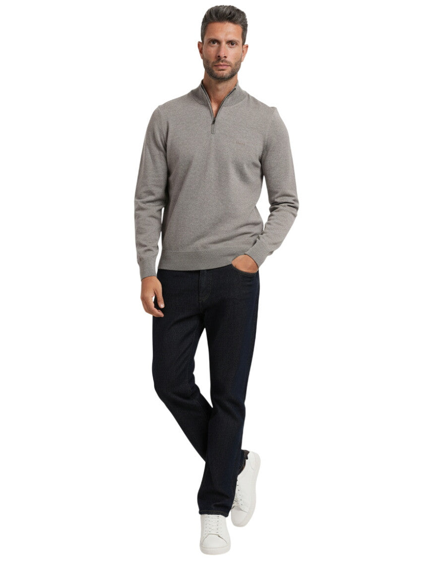Brown Half Zip Sweater 1