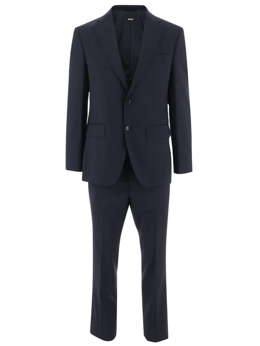 Navy Blue Notched Lapel Suit 1