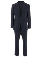 Navy Blue Notched Lapel Suit 1