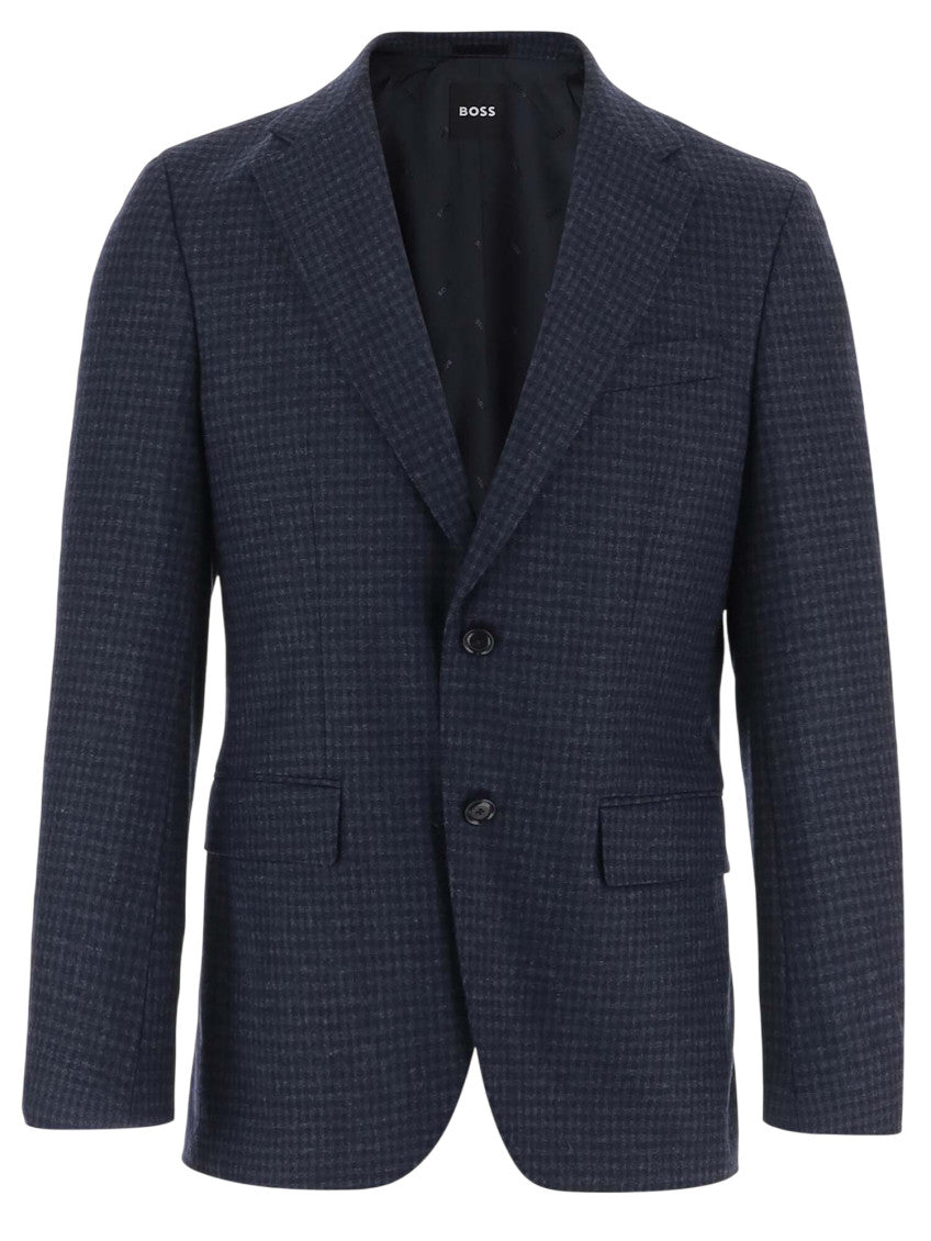 Dark Blue Notched Lapel Blazer 1