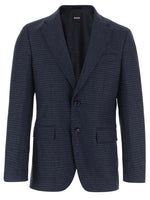 Dark Blue Notched Lapel Blazer 1